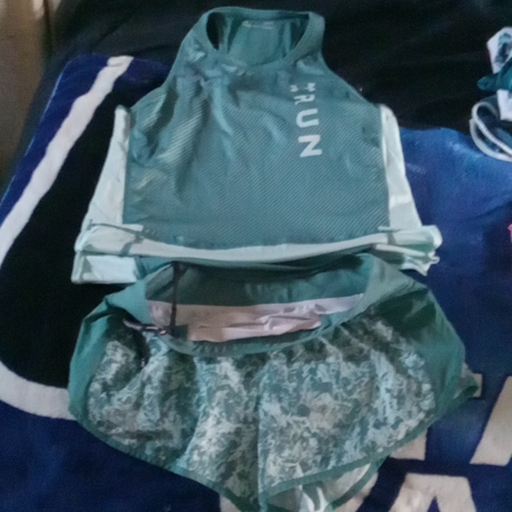 Nice aqua under armour track suite.